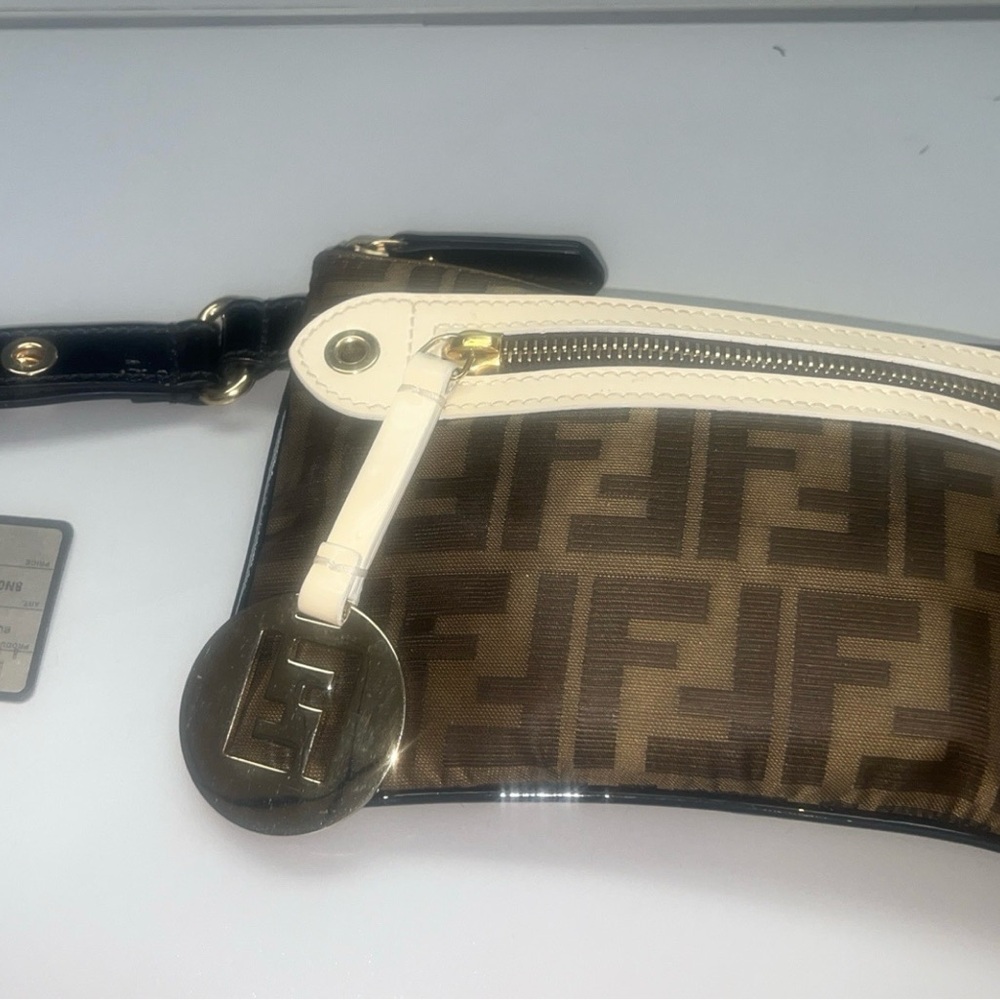 Fendi Brown and Cream Monogram Wristlet